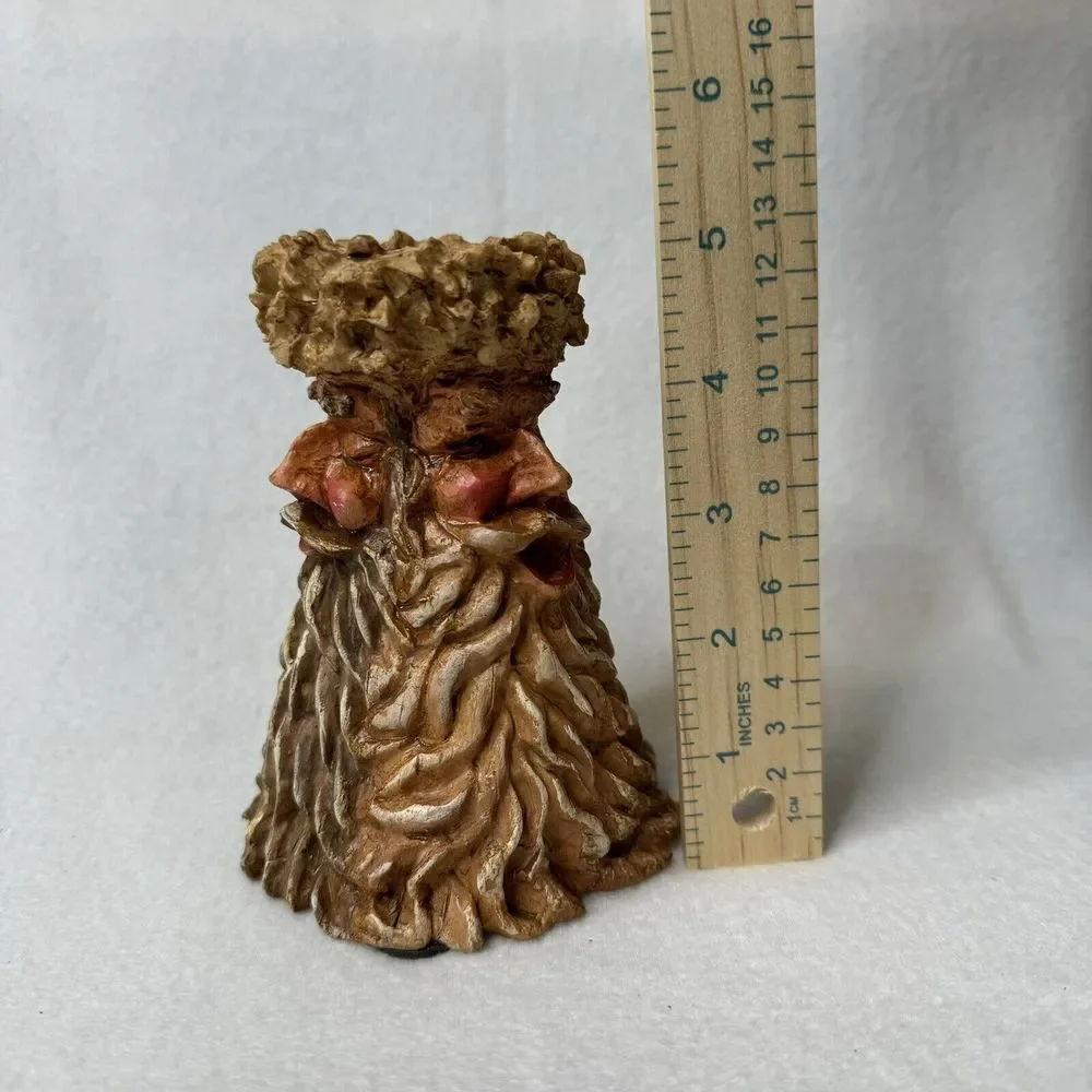 Santa St Nicholas Three Faced Candle Stick Holder Wood/Carved-like Resin Details